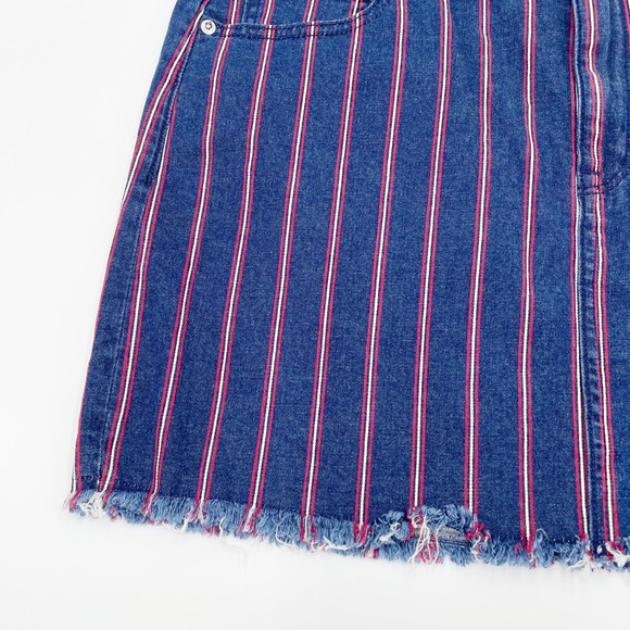 NEW American Eagle Super Stretch Hi-Rise Denim Mini Skirt Retro Stripe Size 16 - Picture 4 of 10